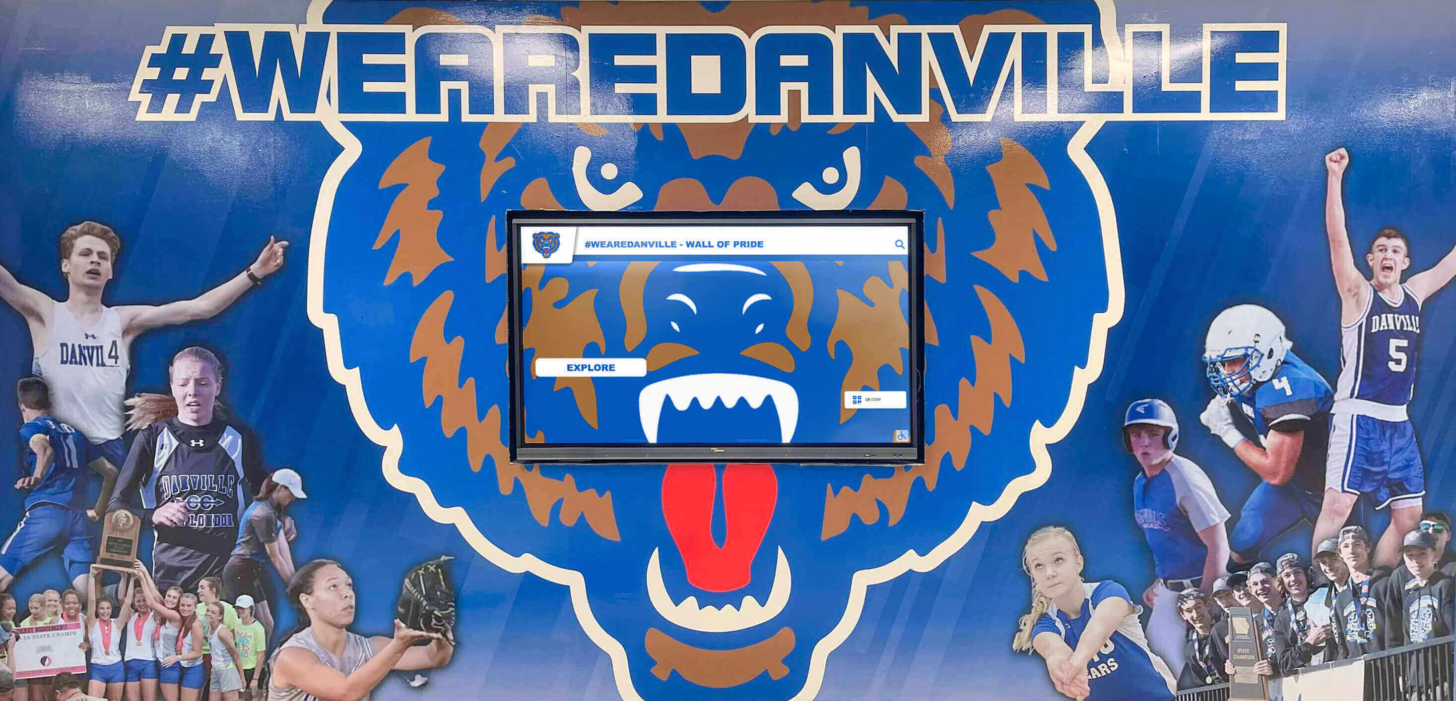 Athletic director managing digital record board content
