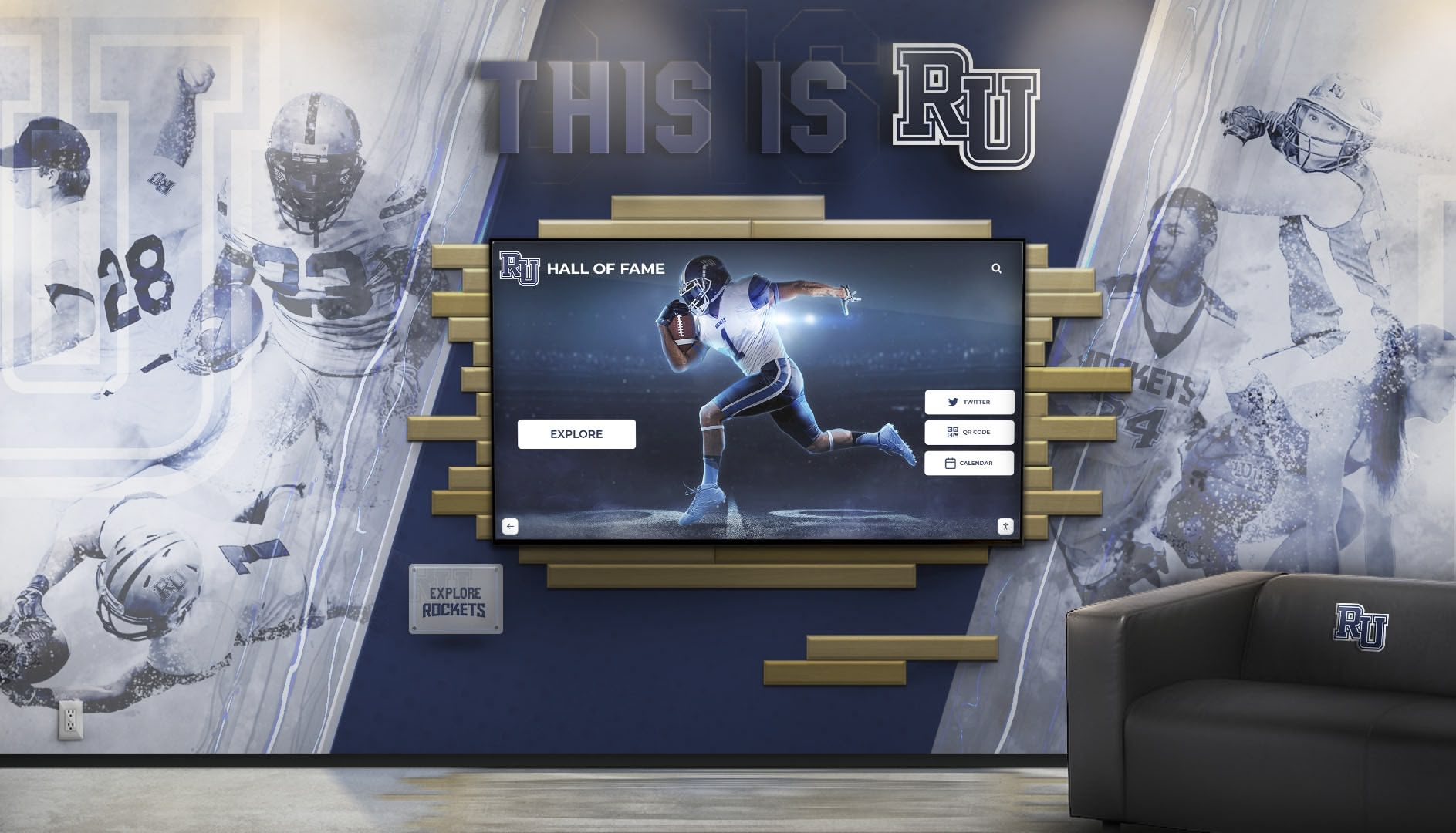 Interactive touchscreen display with engaging homecoming content