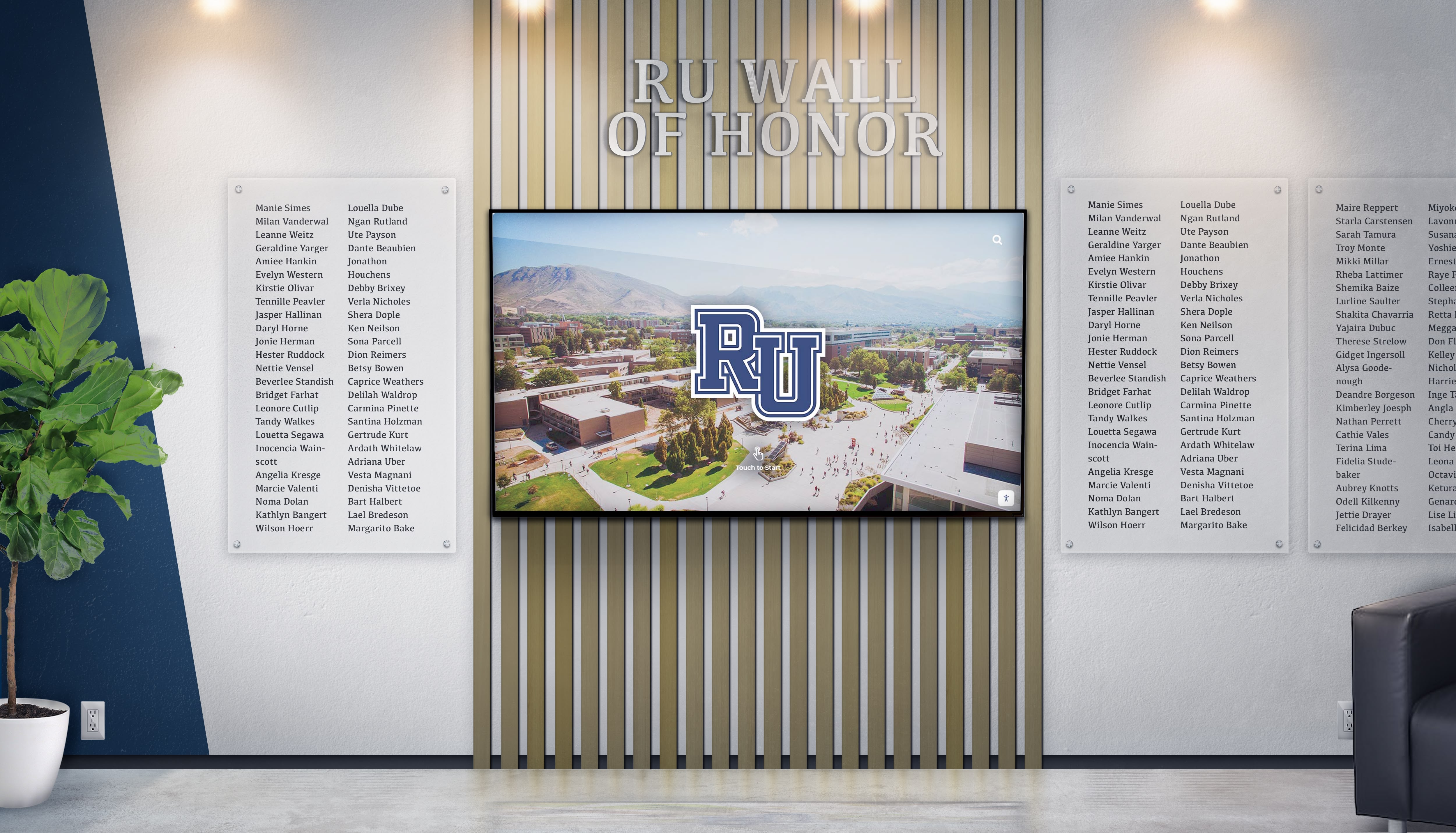 Modern advancement office with digital displays