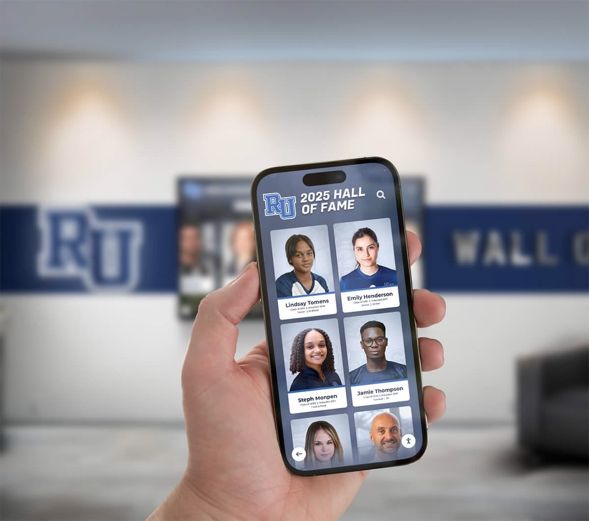 Mobile analytics dashboard showing alumni engagement metrics