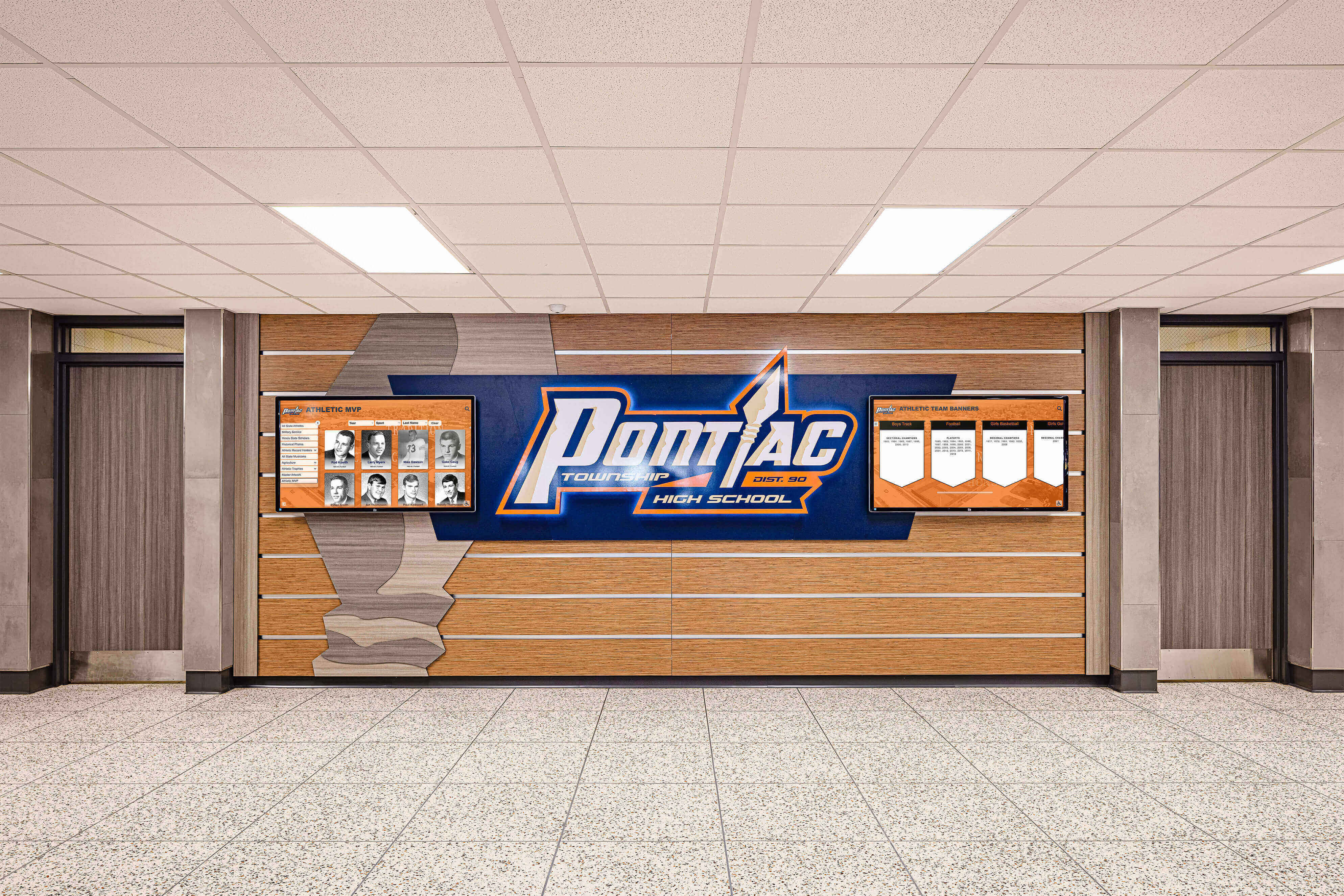 Customized digital record board reflecting school branding