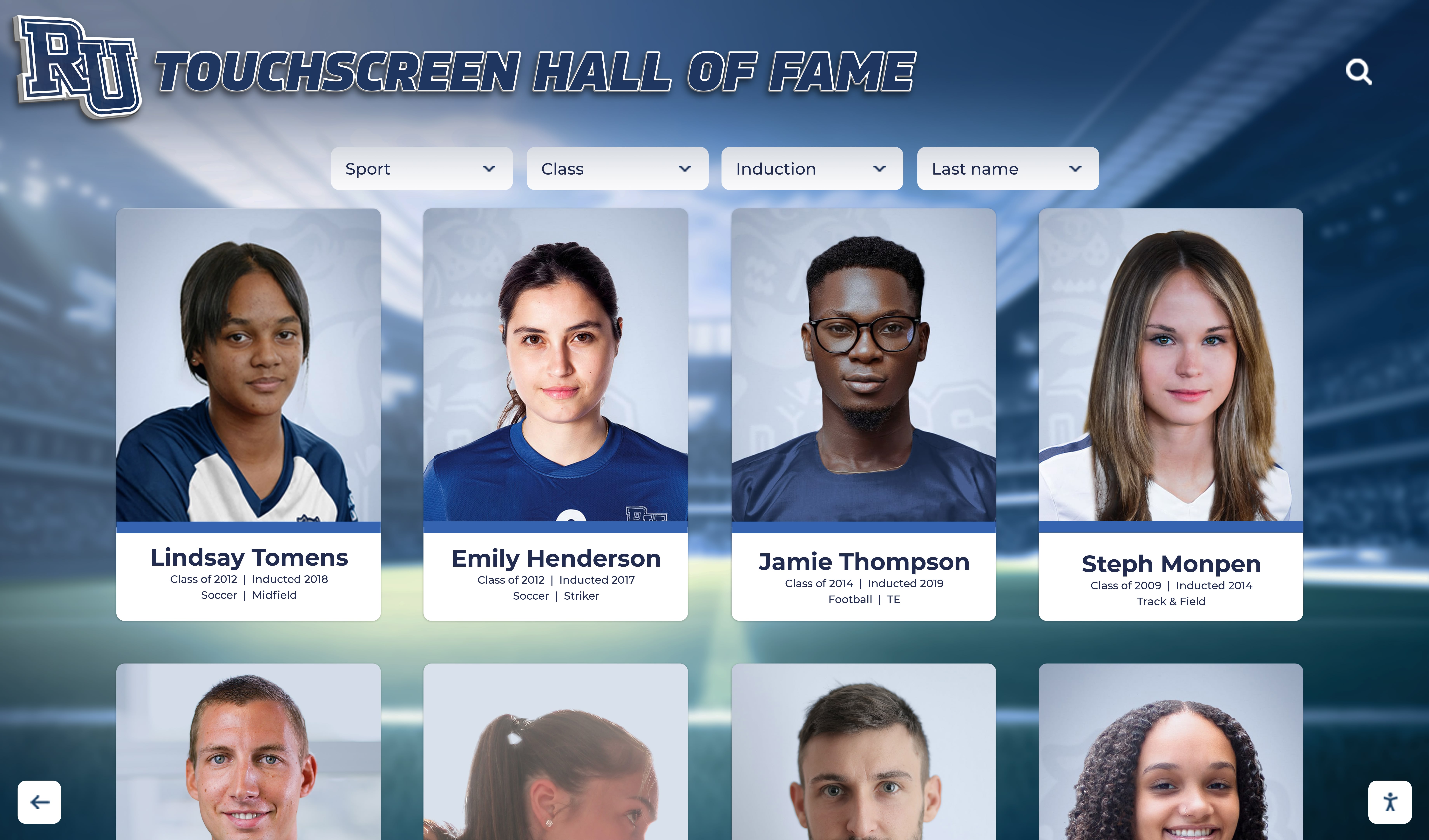 Digital trophy case content management interface showing achievement entries