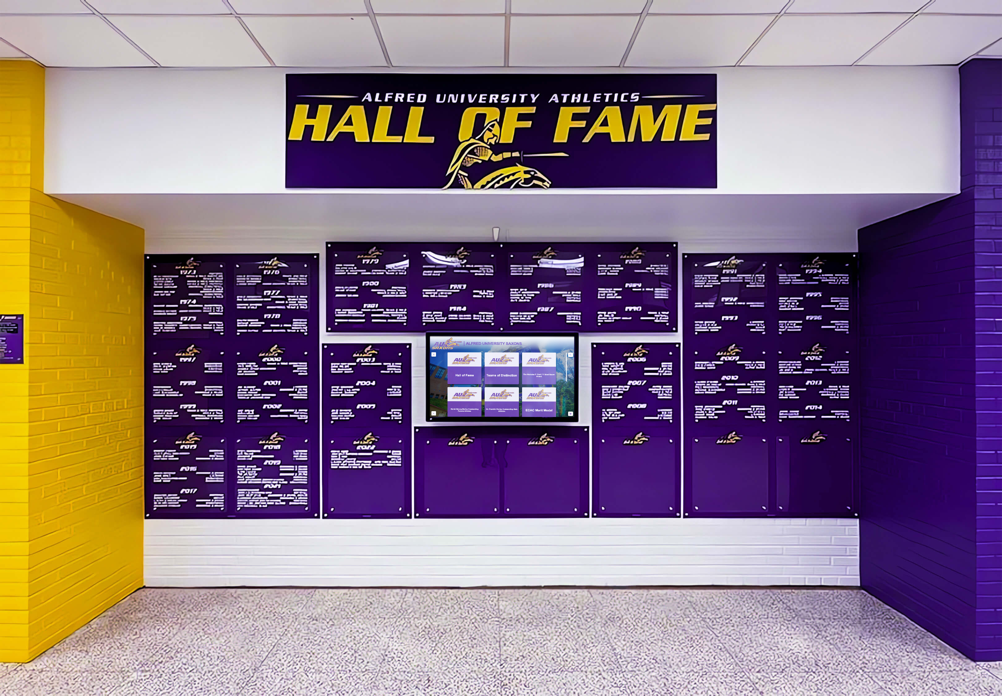 University athletics hall of fame with digital donor recognition integration