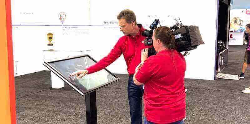 Professional video filming of interactive display