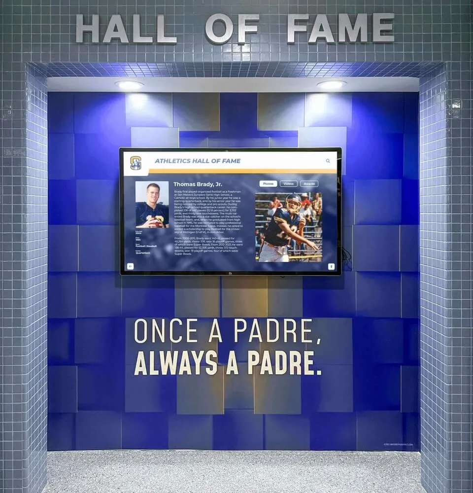 Padres team hall of fame digital display with blue tile design