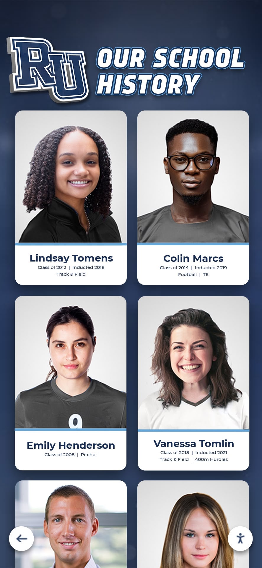 Distinguished alumni athlete portraits showcasing diverse achievements