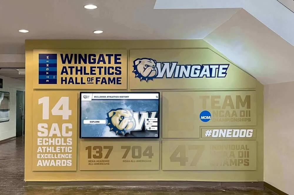 University athletics hall of fame digital display installation